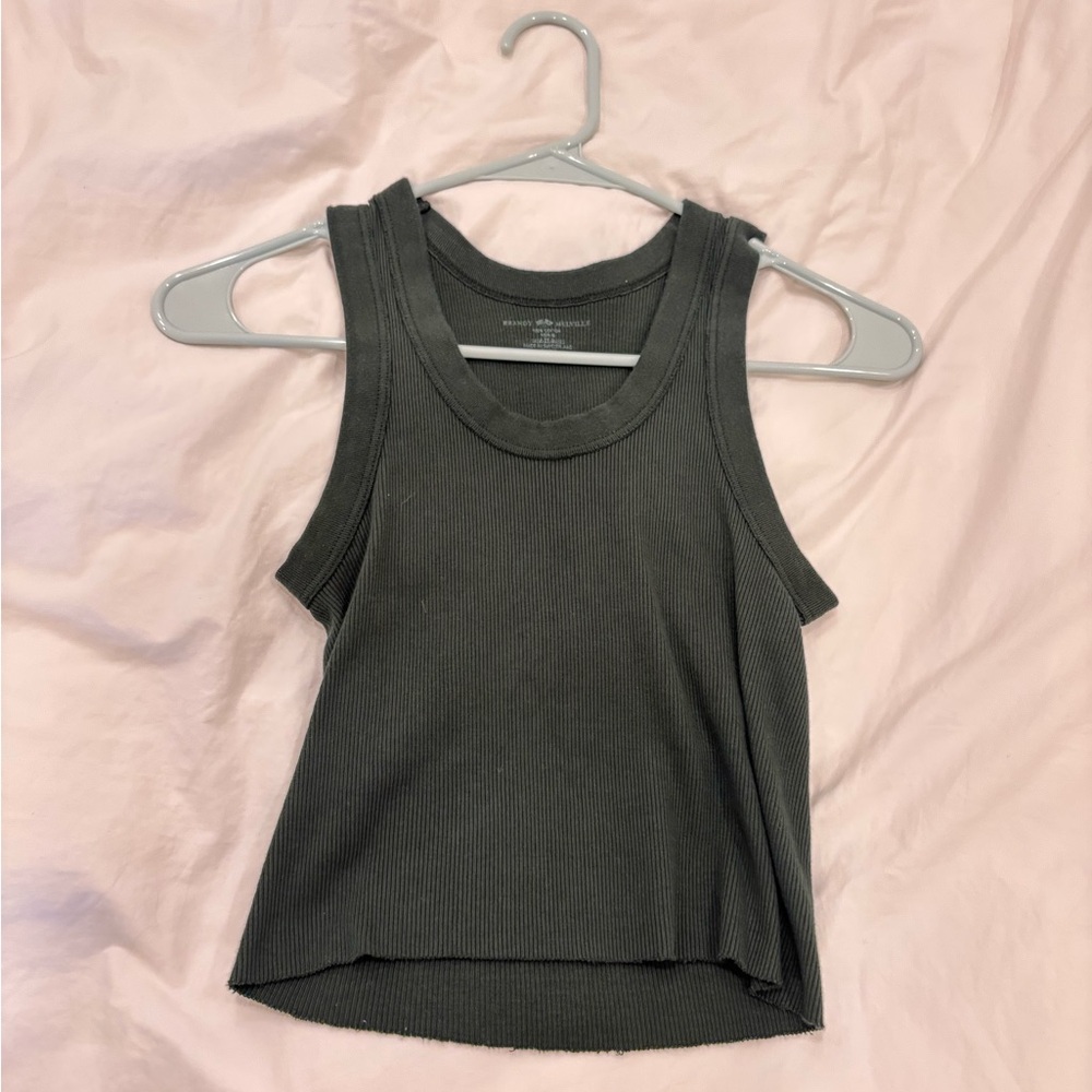 Brandy Melville dark green Connor ribbed crop tank